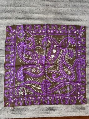 Peck & Peck Purple and Brown Paisley Square Scarf